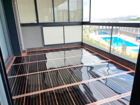 Parke altı ısıtma sistemi - (Tema İstanbul/Halkalı Küçükçekmece) Kış bahçesi zeminden ısıtma uygulaması. Bega karbon film ısıtıcı & Pe zemin yalıtım uygulama